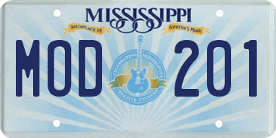 MS license plate MOD201