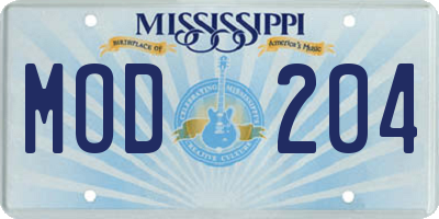 MS license plate MOD204