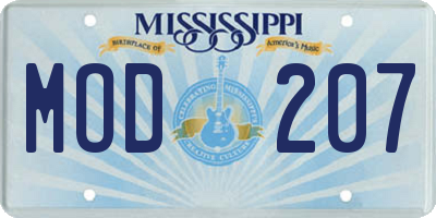 MS license plate MOD207