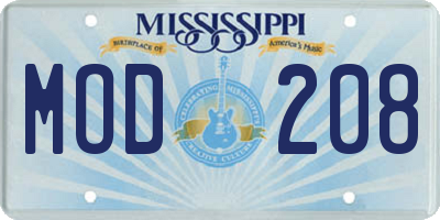 MS license plate MOD208
