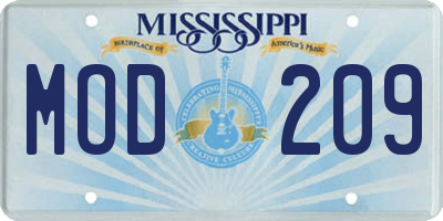 MS license plate MOD209