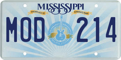 MS license plate MOD214