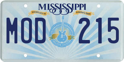 MS license plate MOD215