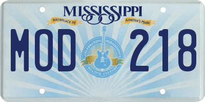 MS license plate MOD218