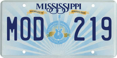 MS license plate MOD219