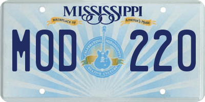 MS license plate MOD220