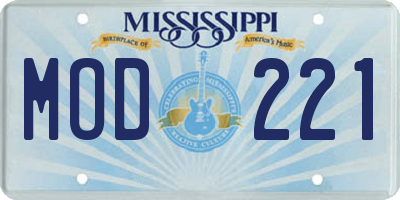 MS license plate MOD221
