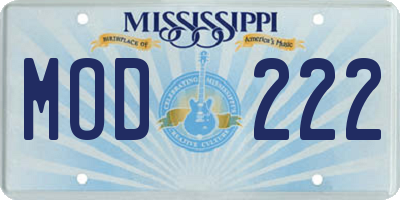 MS license plate MOD222