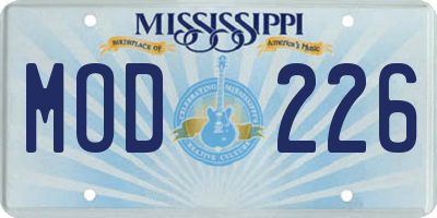 MS license plate MOD226