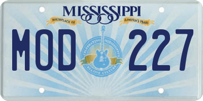 MS license plate MOD227