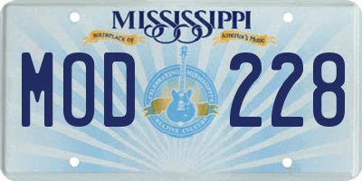 MS license plate MOD228
