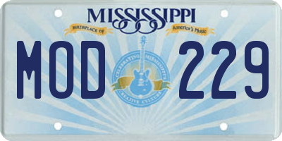 MS license plate MOD229
