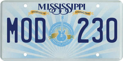 MS license plate MOD230