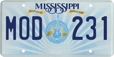 MS license plate MOD231