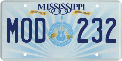 MS license plate MOD232