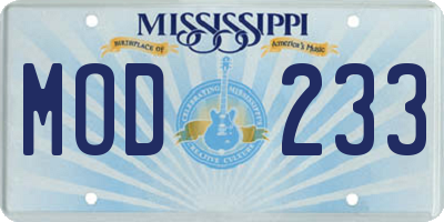 MS license plate MOD233