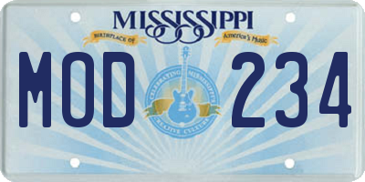 MS license plate MOD234