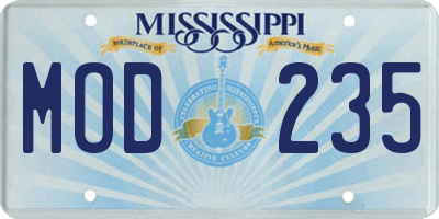MS license plate MOD235