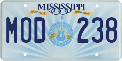MS license plate MOD238