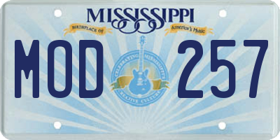MS license plate MOD257