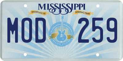 MS license plate MOD259