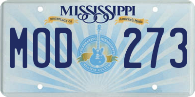 MS license plate MOD273