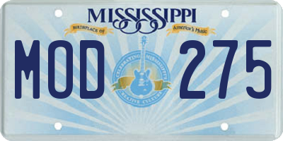 MS license plate MOD275