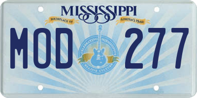 MS license plate MOD277