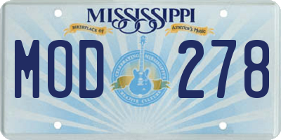 MS license plate MOD278