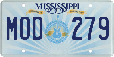 MS license plate MOD279