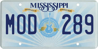 MS license plate MOD289