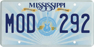 MS license plate MOD292