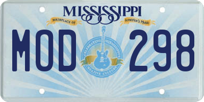 MS license plate MOD298