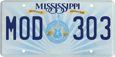 MS license plate MOD303