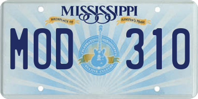 MS license plate MOD310