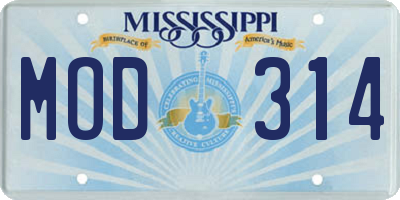 MS license plate MOD314