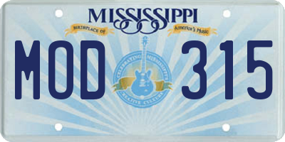 MS license plate MOD315