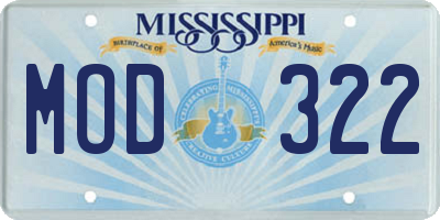 MS license plate MOD322