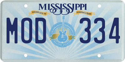 MS license plate MOD334