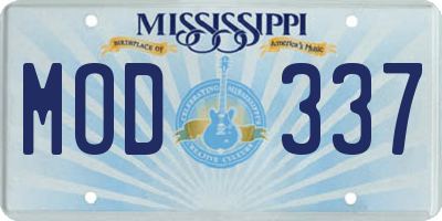 MS license plate MOD337