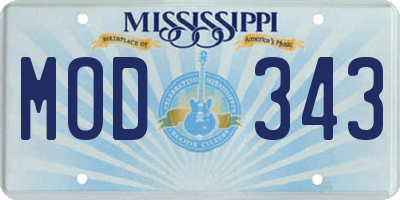 MS license plate MOD343