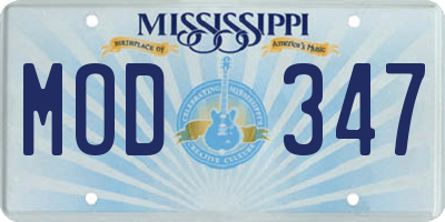 MS license plate MOD347