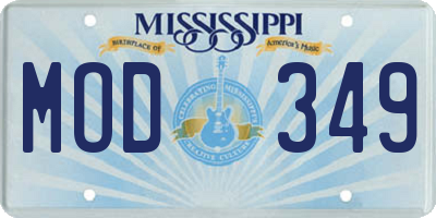 MS license plate MOD349