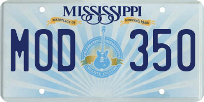 MS license plate MOD350