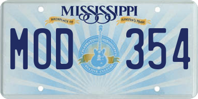 MS license plate MOD354