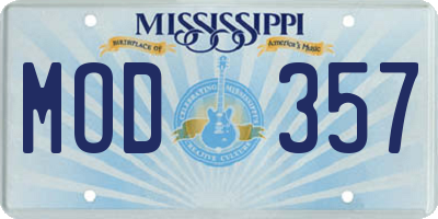 MS license plate MOD357