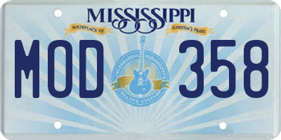 MS license plate MOD358