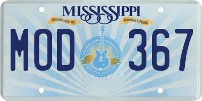 MS license plate MOD367
