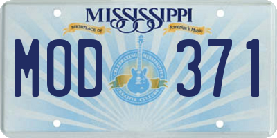 MS license plate MOD371