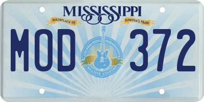 MS license plate MOD372